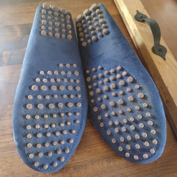 Just Fab Loafers Womens Size 6 Tassel Faux Suede Flats Great Tread Navy Blue - Picture 2 of 3